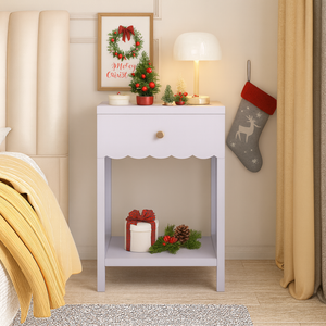 Modern Nightstand with Drawer and Open Shelf