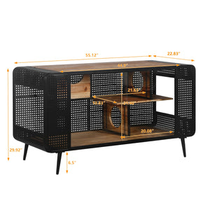 Modern Spacious Cat House with Fir Wood and Iron Frame - Black & Brown