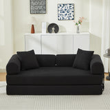Folding Sofa Bed with Corduroy Upholstery and 2 Pillows