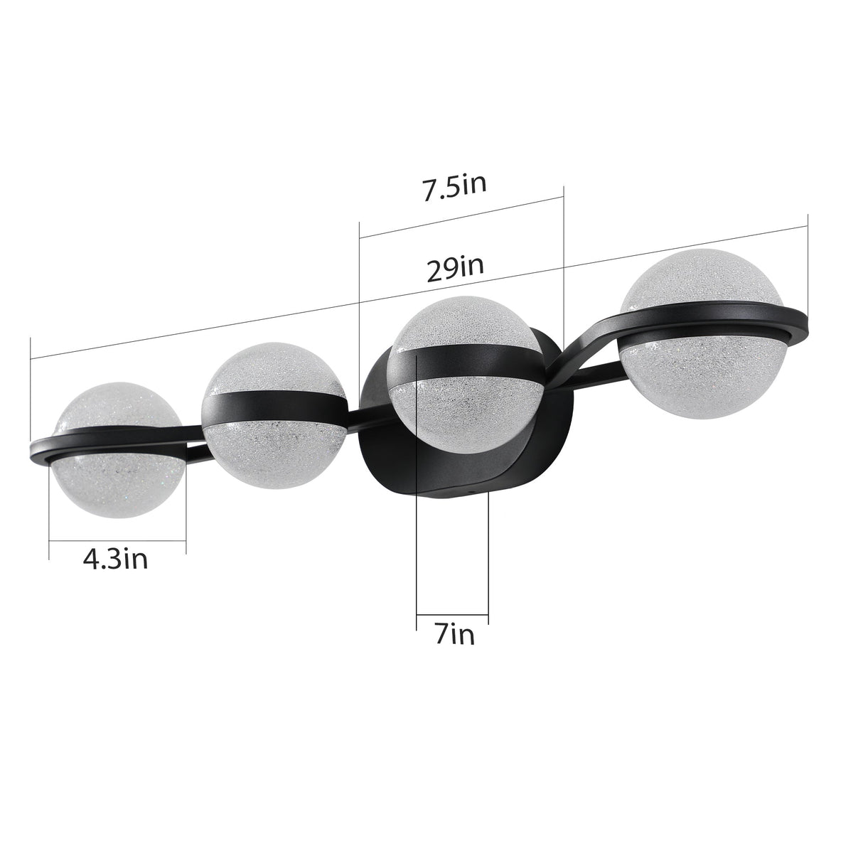 30" Black Minimalist LED Bathroom Vanity Light