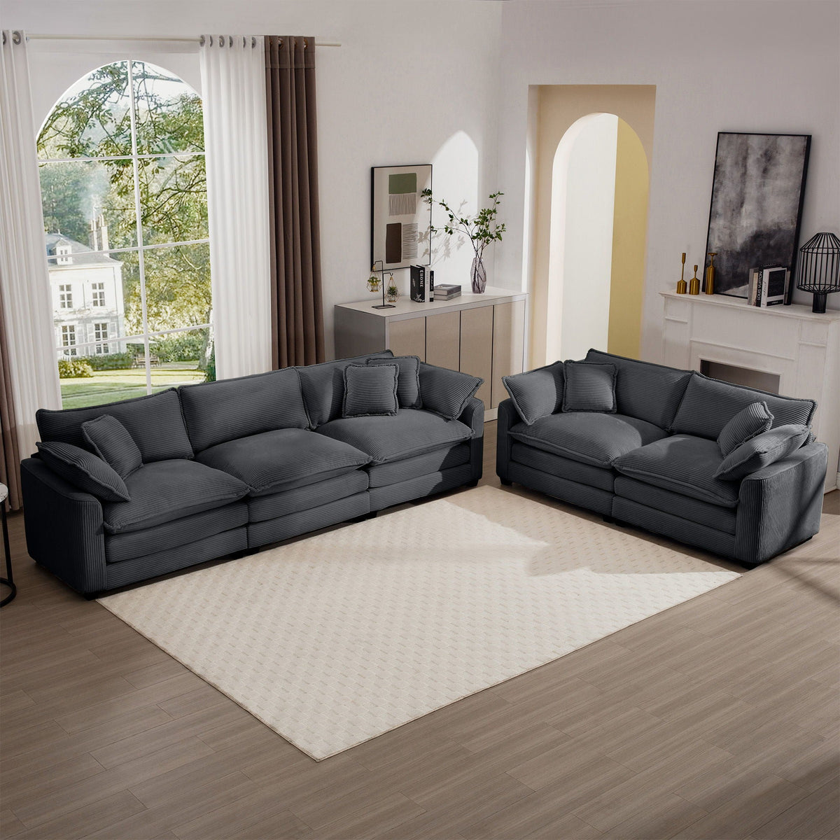 Elegant Oversized Sectional Sofa Set With Deep Seats And Flexible Layout