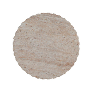 Elegant Outdoor / Indoor Lightweight Concrete Side Table With Travertine - Beige