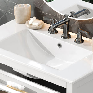 Bathroom Vanity With Ceramic Sink, Adjustable Shelf & Tip Out Tray