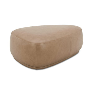 Pebble 44" Rounded Triangle Cocktail Ottoman in Tuscan Tan Brown Leather