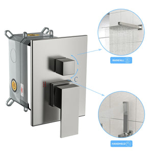 Dual Shower Head 10" Wall Mounted Shower System with Anti-Scald Valve - Black, Gold, or Gray