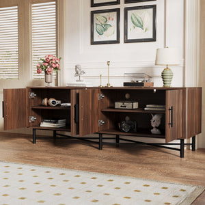 4 Door TV Cabinet, 2 Storage Spaces, Adjustable Shelves
