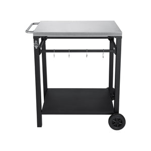 2-Tier Outdoor Grill Cart with Stainless Steel Top - Black
