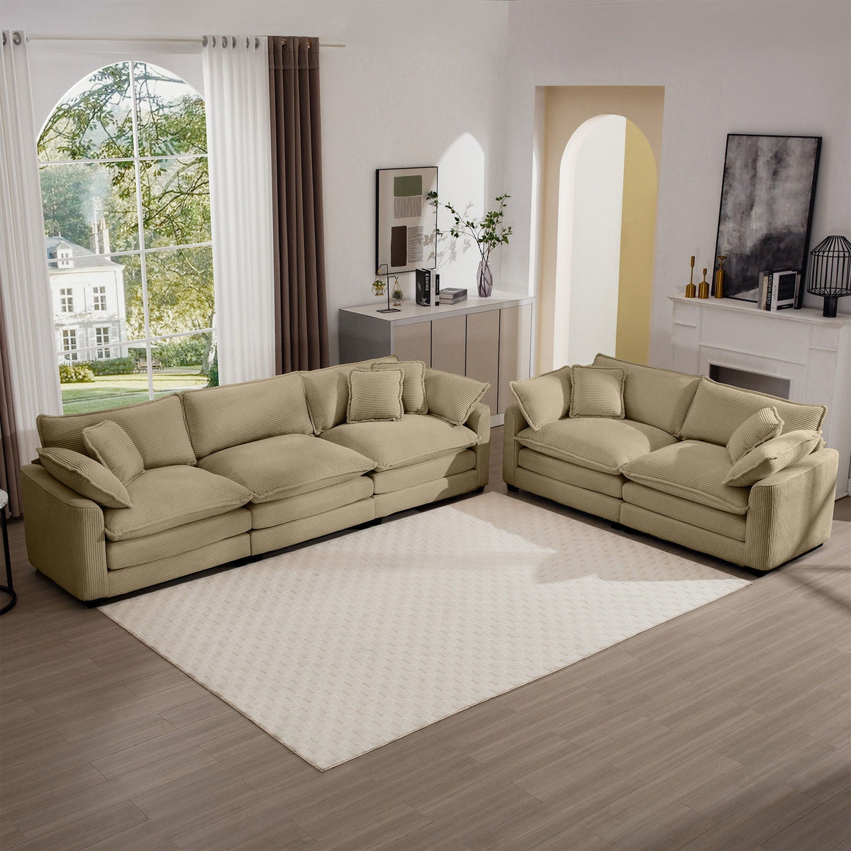 Elegant Oversized Sectional Sofa Set With Deep Seats And Flexible Layout