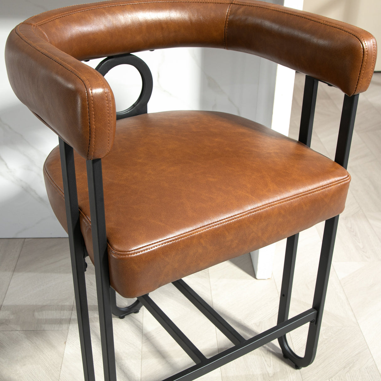 Household bar stools set of 2, modern upholstered with back