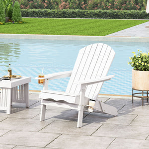 Zenithia Outdoor Foldable Adirondack Chair With 2 Cup Holders