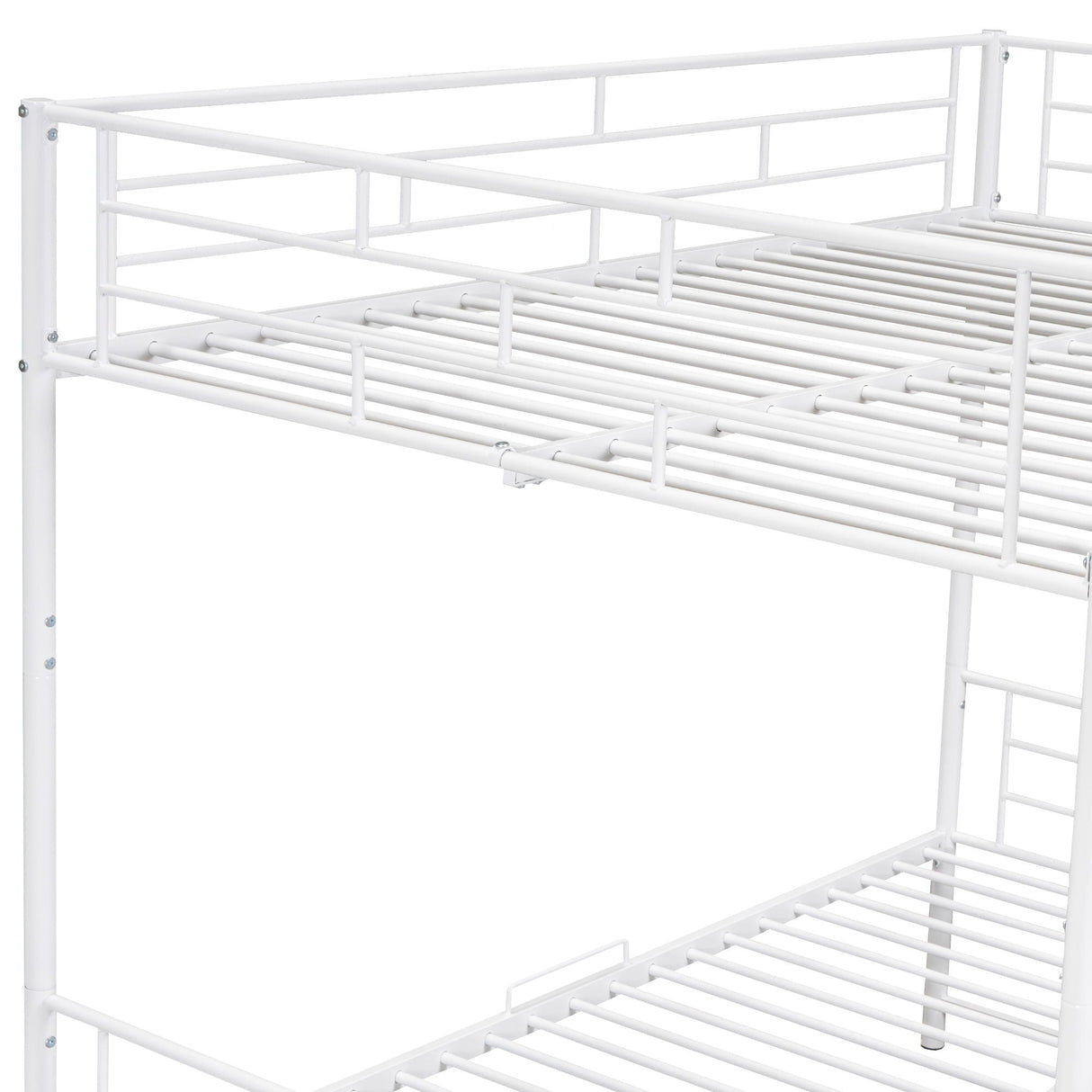 Metal Bunk Bed With Shelf And Guardrails