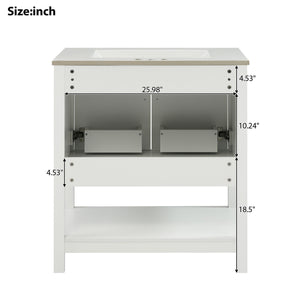 Elegant Bathroom Vanity With Ceramic Sink And Versatile Storage