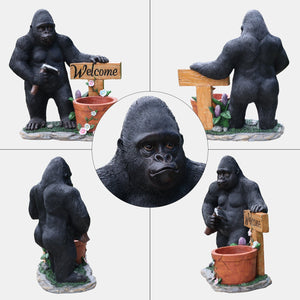 Outdoor Garden Sculpture Chimpanzee Flower Pot Planter