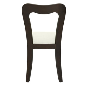 Dining Chair Without Arm Set of 2 (Dark Brown + Beige)