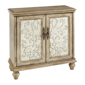 Driscoll - 2 Door Cabinet With Floral Design - Reclaimed Natural