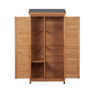 Outdoor Storage Shed With Vertical Tool Cabinet For Backyard