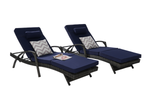 Outdoor Wicker Reclining Chair Set of 2 with Cushions