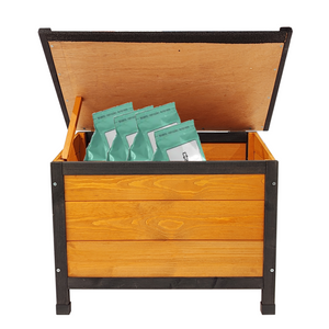 XPT088 Wearable and Strong Wooden Dog House with Metal Bowls and Toy Box
