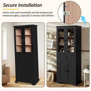 Bathroom Vanity & Tall Storage Cabinet Set With Doors, Adjustable Shelves, Soft Close Hinges, Sink