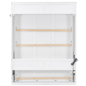 Murphy Bed With Desk, LED Lights & USB Charging Station
