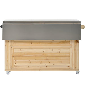 Outdoor Kitchen Island Fir Wood Kitchen Island with Stainless Steel Top