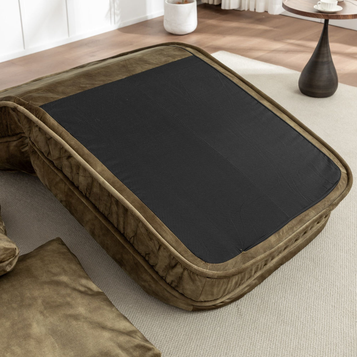 Upholstered Human Dog Bed And Pets, Bean Bag Floor Sofa With Massage Pillow, 5 Adjustable Positions & 2 Soft Pillows