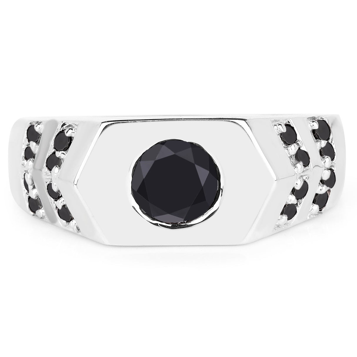 1.53 Carat Genuine Black Diamond .925 Sterling Silver Ring