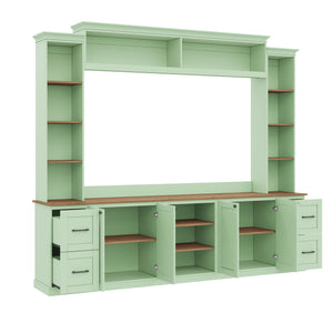 4-in-1 Entertainment Center Wall Unit with Bookshelf for TVs Up to 70"