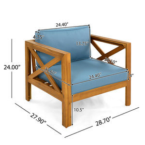 Patio Conversation Set, Outdoor Wood Conversation Seat (Set of 2)