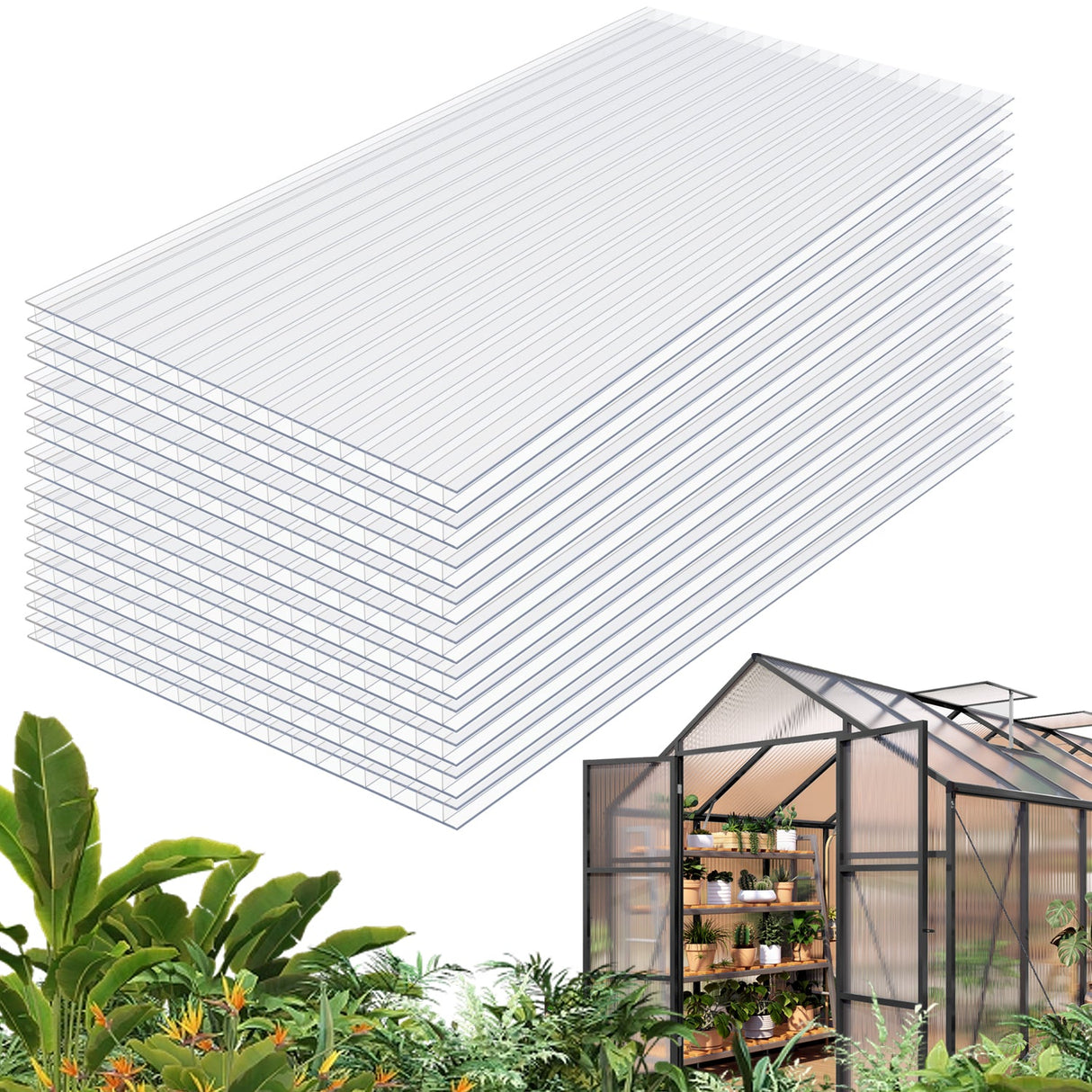 4' x 2' Twin-Wall Polycarbonate Greenhouse Panels (10 Pack)