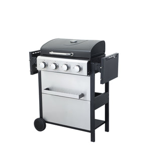 4-Burner Propane Gas BBQ Grill with Stainless Steel and Enamel Grids