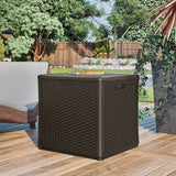 Suncast 60 Gallon Outdoor Storage Resin Wicker Design Cube Shape Patio Deck Box