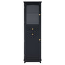 Tall Bathroom Storage Cabinet With Glass Doors, Free-Standing, Two Drawers, And Adjustable Shelves, Board, Painted Perfect For Displaying Your Favorite Items