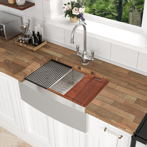 Classic Ceramic Farmhouse Sink Workstation Single Bowl With Durable Finish