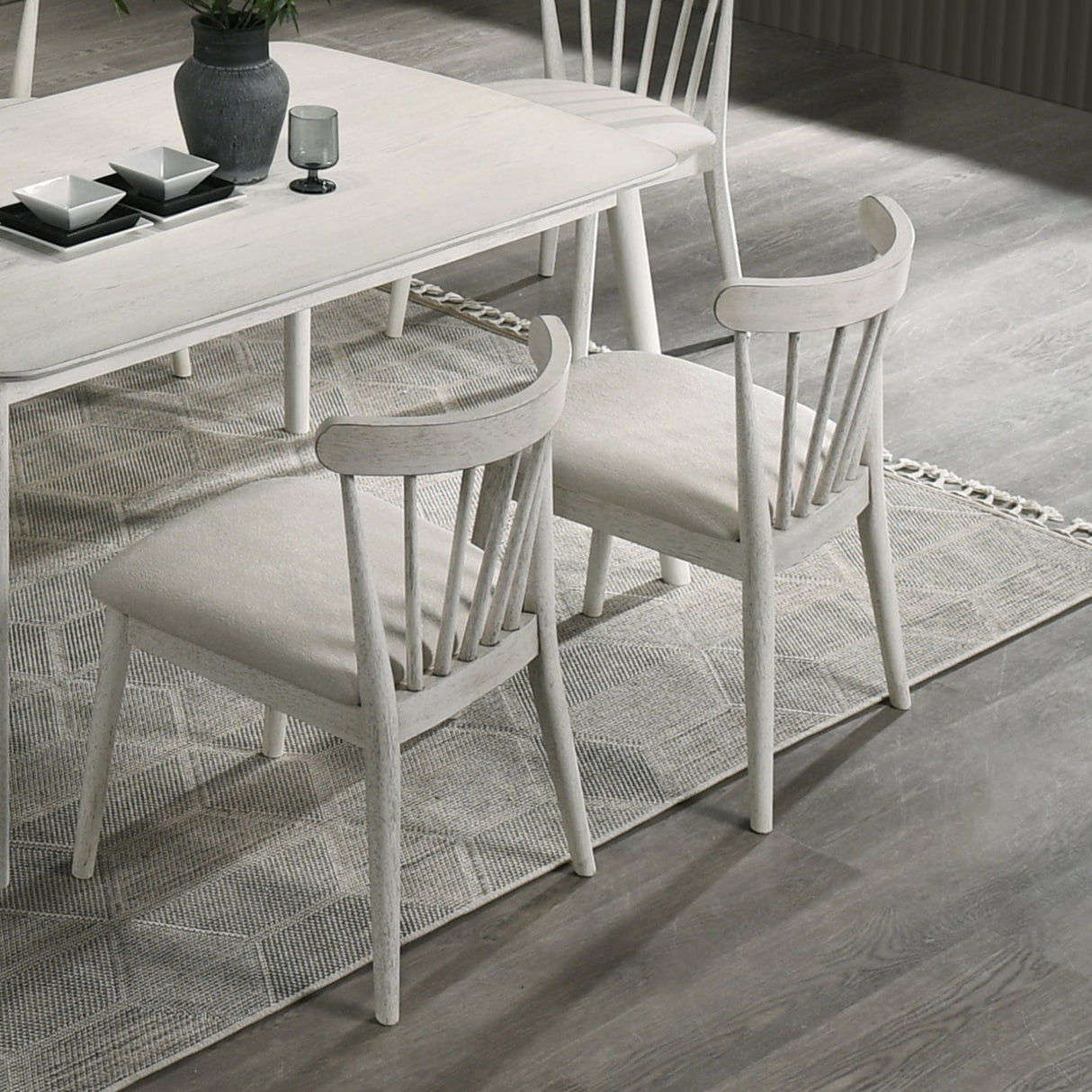 Modern Spindle Back Dining Chairs, Set of 2