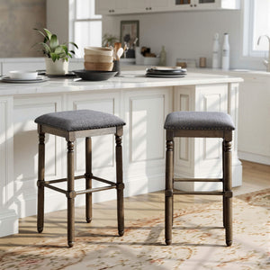 Arnhem Wood Upholstered Bar Stools, Set of 2