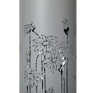 34.25'H Light Gray Metal Cutout Outdoor Water Fountain with LED Lights