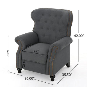 Accented Push Back Recliner Chair With Rolled Arms