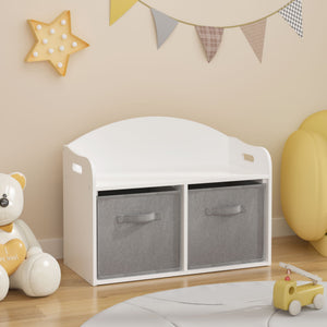 Toy Box Bench With Collapsible Drawers, Storage Cabinet Organizer - White