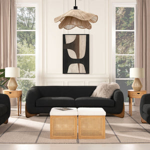 Alpine Luxurious Upholstery Sherpa Sofa with Removable Cushions - Available in White, Black, or Dark Green