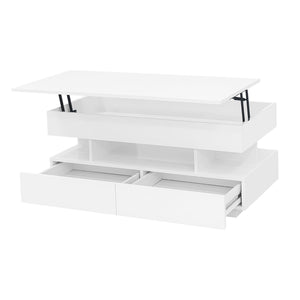 Multi Functional Lift Top Coffee Table With 2 Drawers