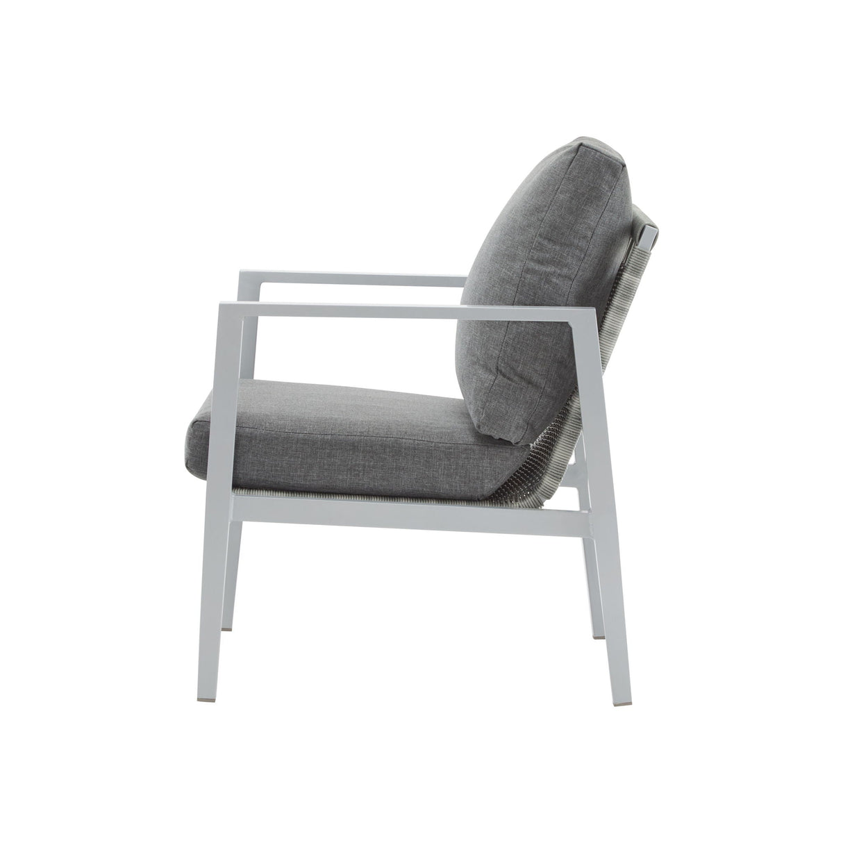 Modern Lounge Chair With Rope Accents And Cushions