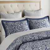 12 Piece Comforter Set with Cotton Bed Sheets Navy Queen