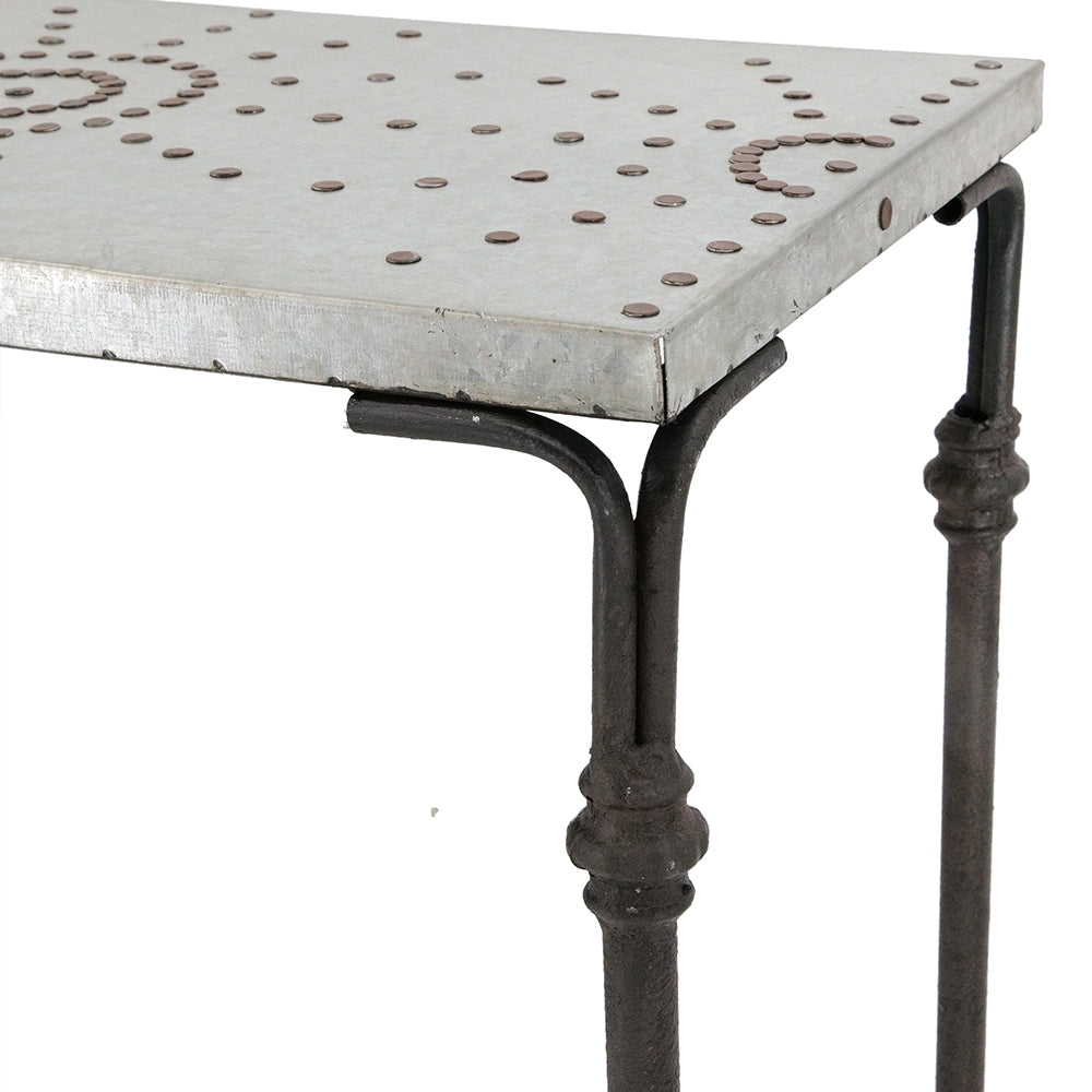 Set of 3 Metal Nesting Tables with Galvanized Tops - Antique Gray