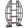 Triple Wide Oval Etagere Bookcase With Shelves For Living Room
