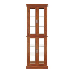 Curio Cabinet Lighted Curio Diapaly Cabinet With Adjustable Shelves And Mirrored Back Panel, Tempered Glass Doors (6 Tier), (E26 Light Bulb Not Included)