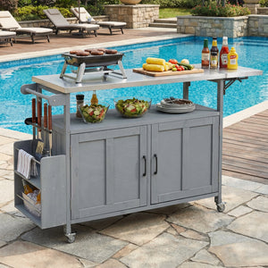 Foldable Outdoor Kitchen Island Patio Mobile Kitchen Cart