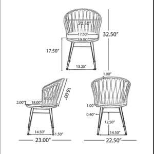 7 PCS Outdoor Dining Set with Acacia Wood Table and Rattan Chairs