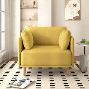 Modern Upholstered Accent Chair With Soft Cushions, Sleek Armrest Design