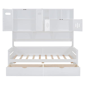 Daybed With All-In-One Cabinet And Shelf